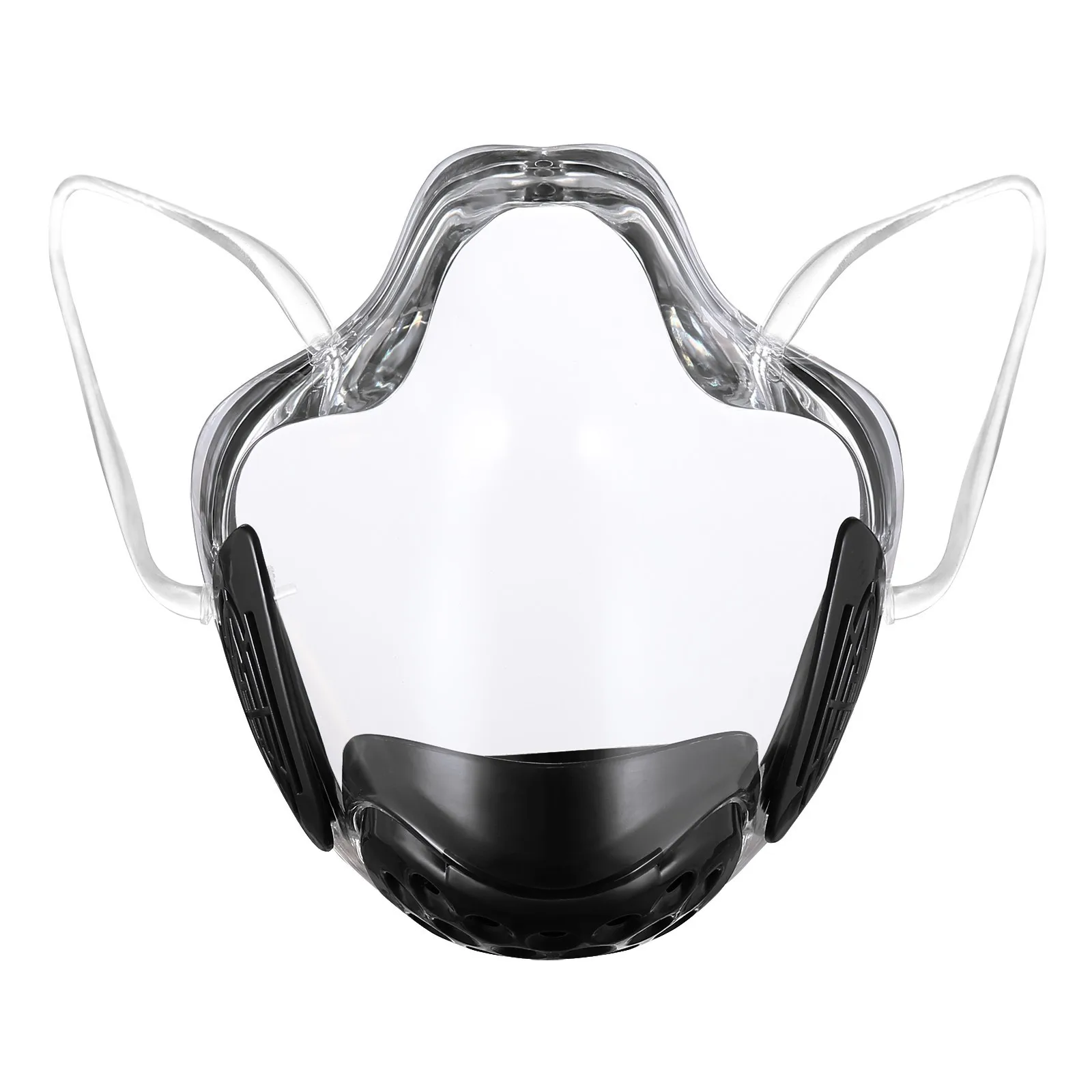 قطعتان من قناع الحماية الشفاف للبالغين مع صمام للسفر والتنقل في الهواء الطلق ومستلزمات الحماية الرياضية السوداء