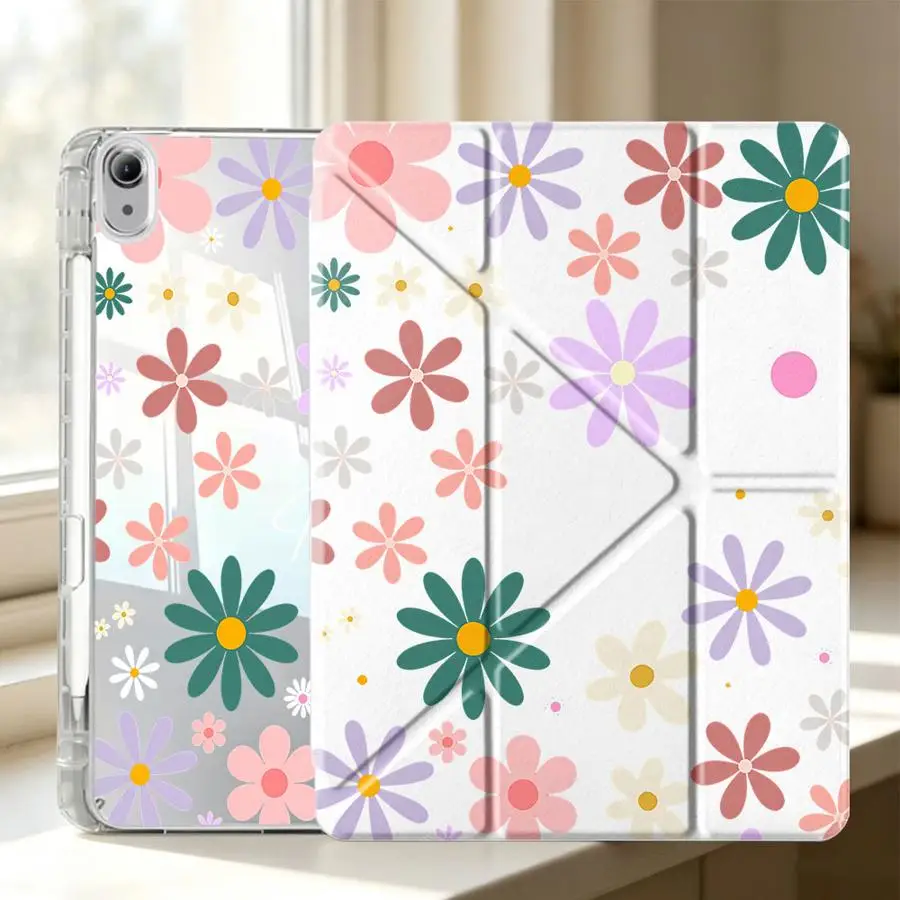 Tablet Case For iPad Air 8 M2 M3 3 12th 11th 9th Mini 7 6 5 10th Gen Pro 13 2025 2026 With Pen Slot Cover Colorful Daisy Print