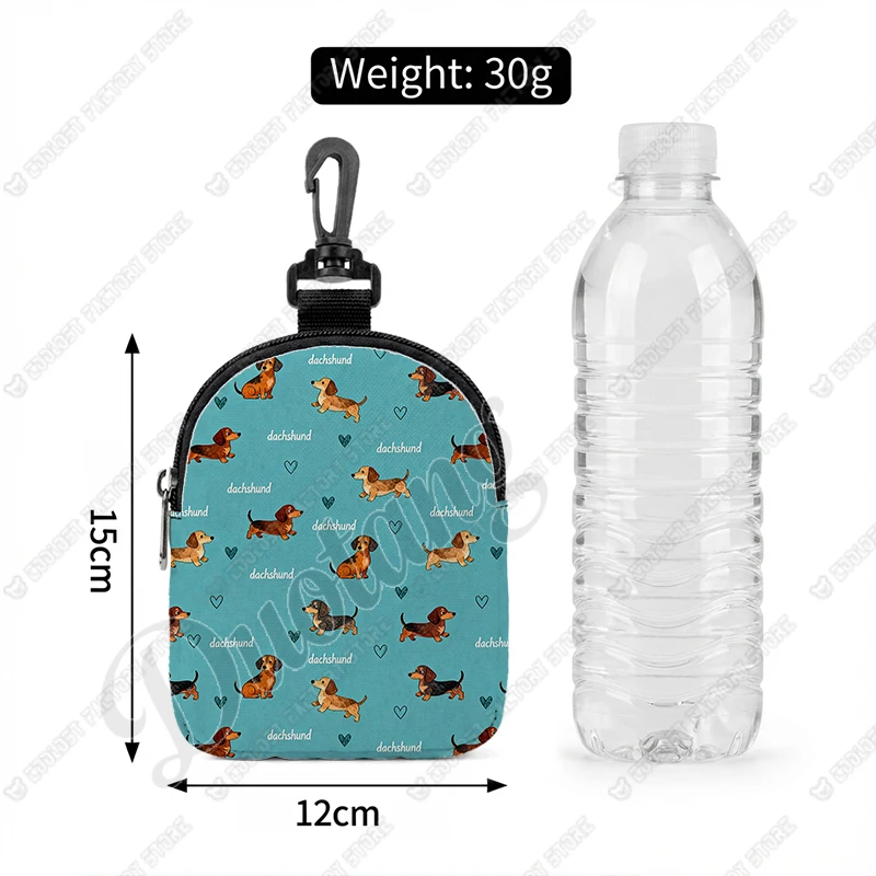 Kawaii Dachshund Dog Graphic Pattern Snack Storage Bag  Dachshund Puppy Portable Treat Pouch for Outdoor Walking Training