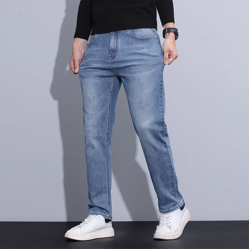 2024 new case fashion trend Youth light business jeans fashion versatile MEN\'S loose straight pants MEN\'S pants