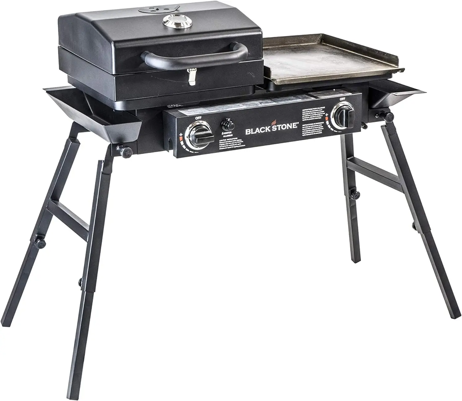 Tailgater Stainless Steel 2 Burner Portable Gas Grill and Griddle Combo Total 35,000 BTUs for Indoor or Backyard, Outdoor, Patio