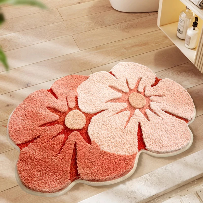 

Flower Shaped Cute Bathroom Mats Luxury Fluffy Thick Shaggy Bath Rugs Carpets Microfiber Tufted Mat