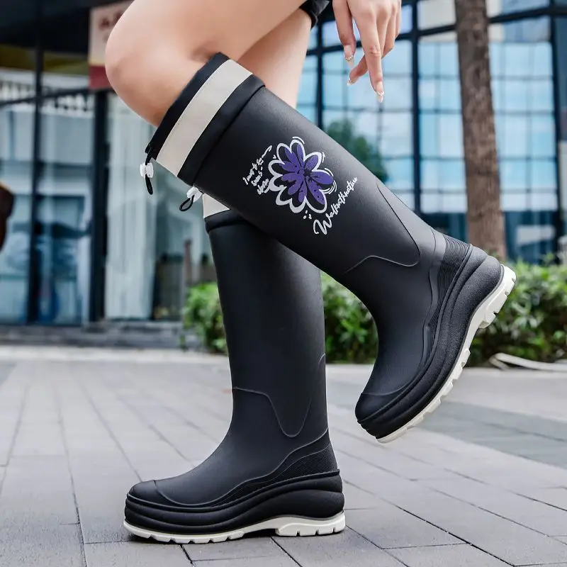 أحذية المطر النسائية الكورية عالية الجودة مقاومة للماء ومضادة للانزلاق ونعل سميك ومتينة للاستخدام في الهواء الطلق #2