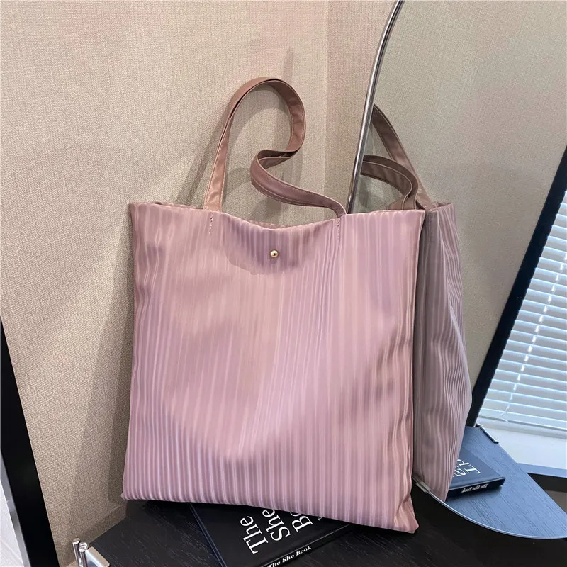 Women Bag PU Handbags for Female Shoulder Bag Large Capacity Tote Bas Solid Color Striped Travel Fashion Ladies Shopper Bag