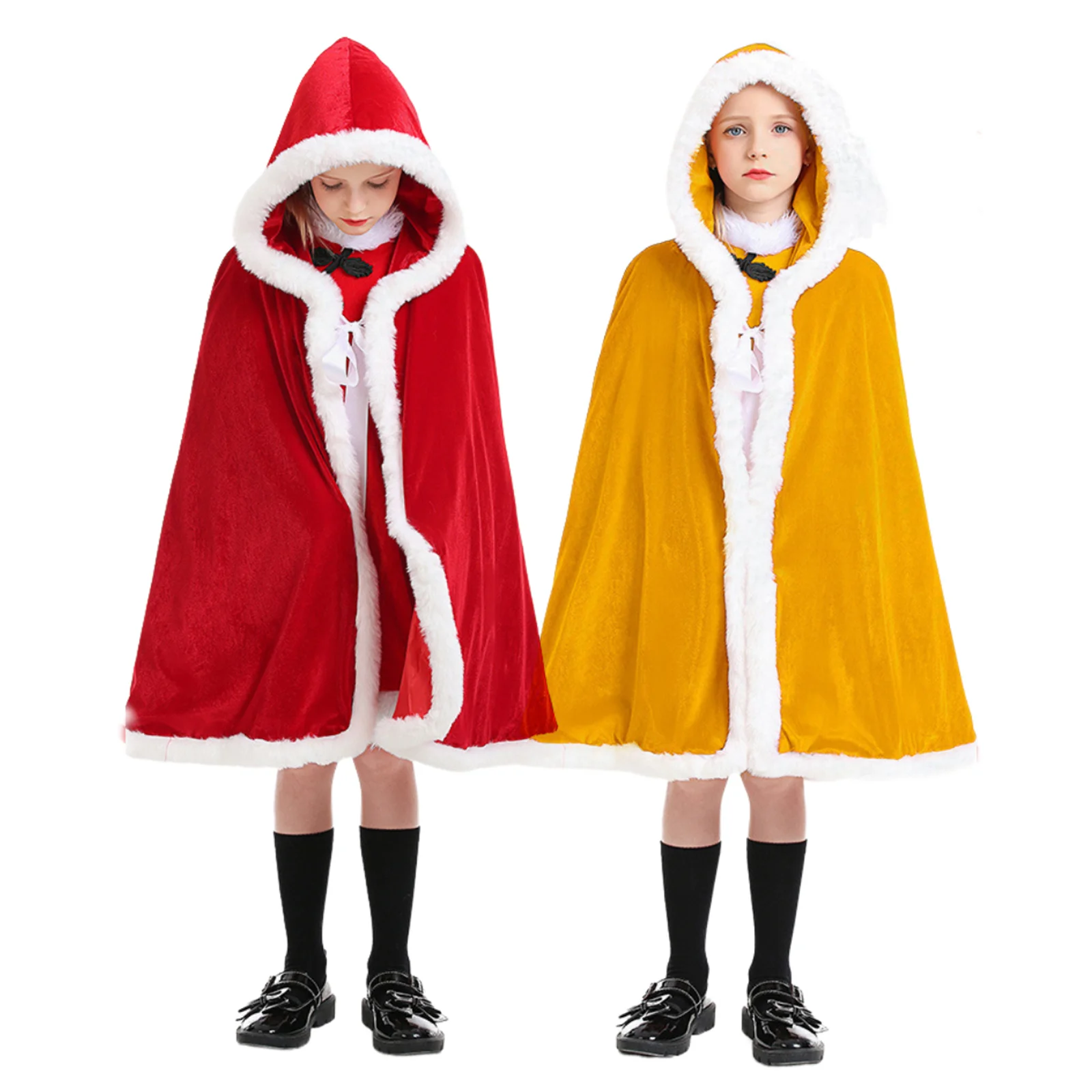 

Christmas Halloween Girls Cloak Outerwear Hooded Robe for Kids Children Carnival Party Clothes