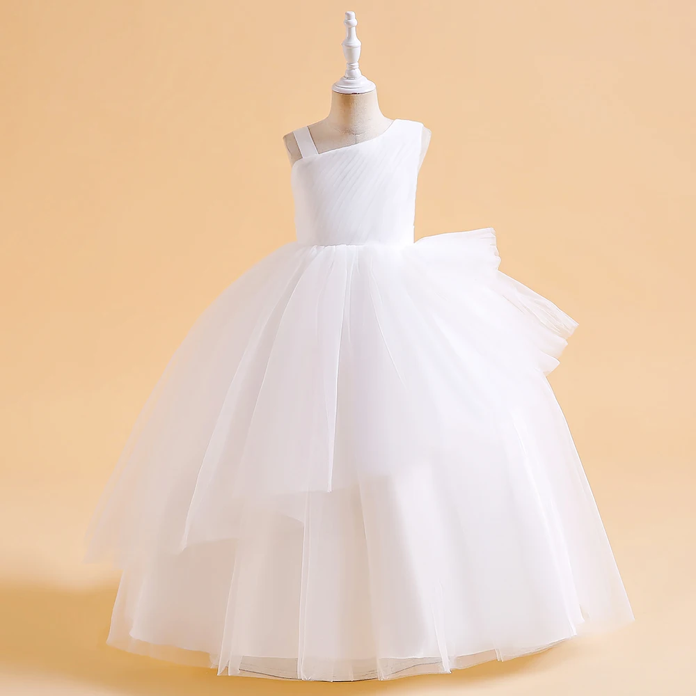 Tulle White Bridesmaid Dresses For Girls Children Costume Elegant Kids Wedding Party Dress Teen Girl Birthday Evening Vestidos