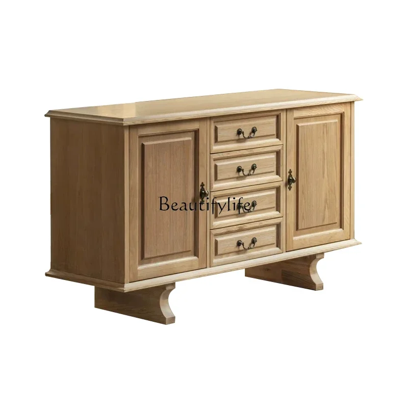 

yj19 French Retro Solid Wood Storage Cabinet Ash Wood Vintage TV Sideboard Living Room Storage
