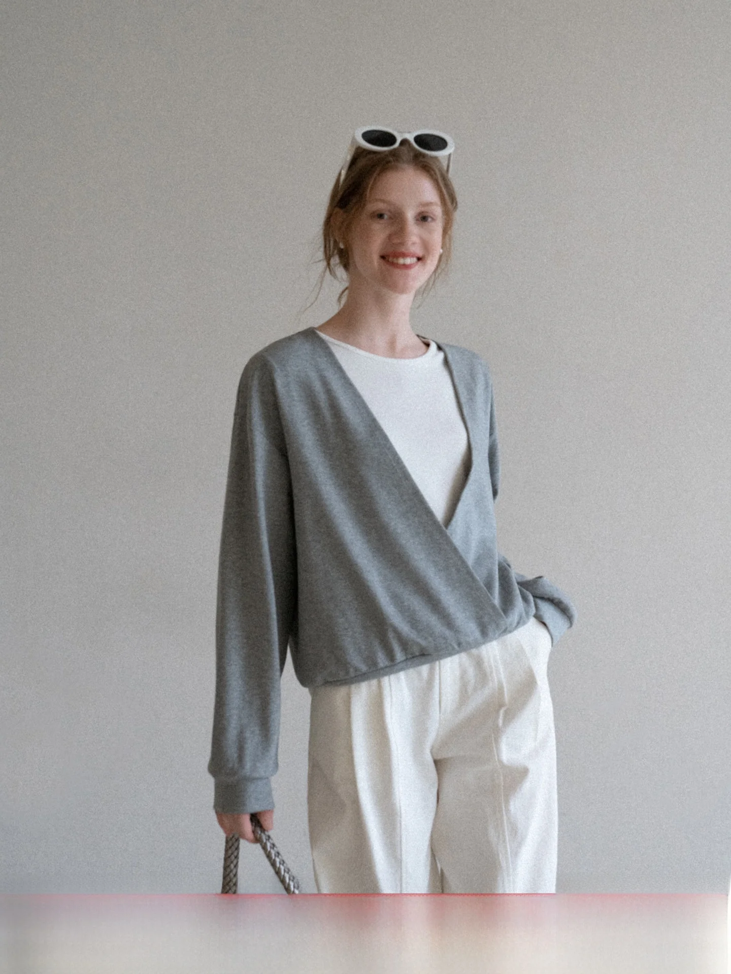 

Loose Fit round Ne Sweatirt Women's Autumn Design Sense Splicing Outerwear Top Comfortable Cotton Polyester Blend