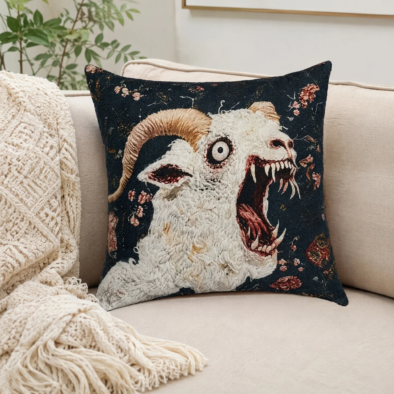 Screaming Goats Pillow Cover Reusable Decorative Pillowcase Goat Print Cushion Sleeve for Living Room Playroom Sofa Chair Bed