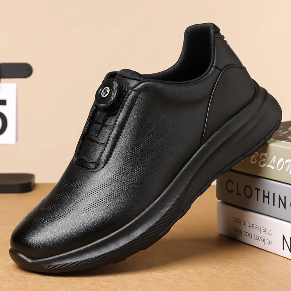 

Мужские повседневные кожаные спортивные туфли Осень 2026: Новая модель с увеличенной внутренней подошвой, модные универсальные кроссовки в стиле «папины туфли»