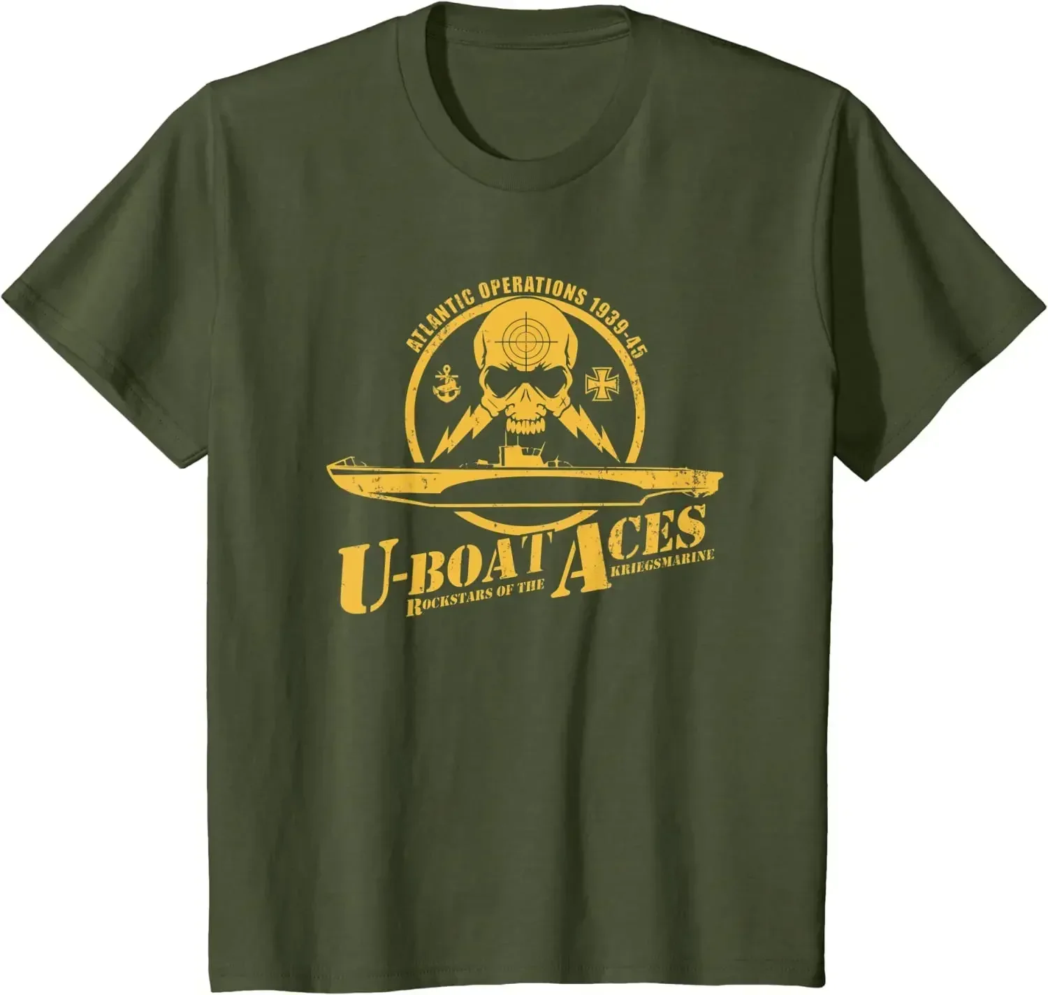 WWII U-boat T-shirt 100% Cotton O-Neck Summer Short Sleeve Casual Mens T-shirt Size S-5XL- Uboat Aces (distressed) T-Shirt sale