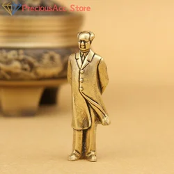 Copper Statue Collectable Chinese Brass Carved Mao Zedong Chairman Mao Exquisite Small Statues Free Shipping