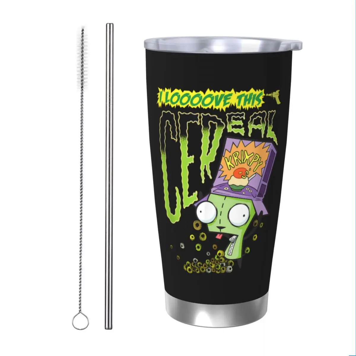 Alien Invader Zim Tumbler Vacuum Insulated Coffee Cups Stainless Steel Travel Outdoor Mug Water Bottle, 20oz