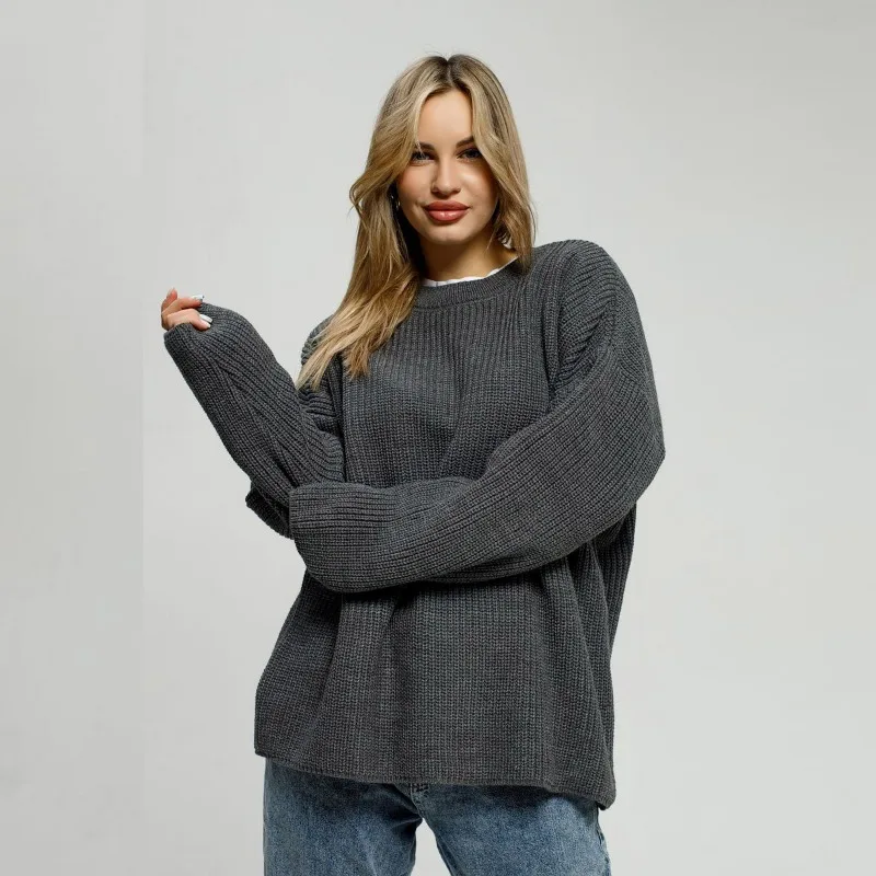 

Sweater Women's Autumn Winter Round Neck Pullover Loose European American Long-sleeved