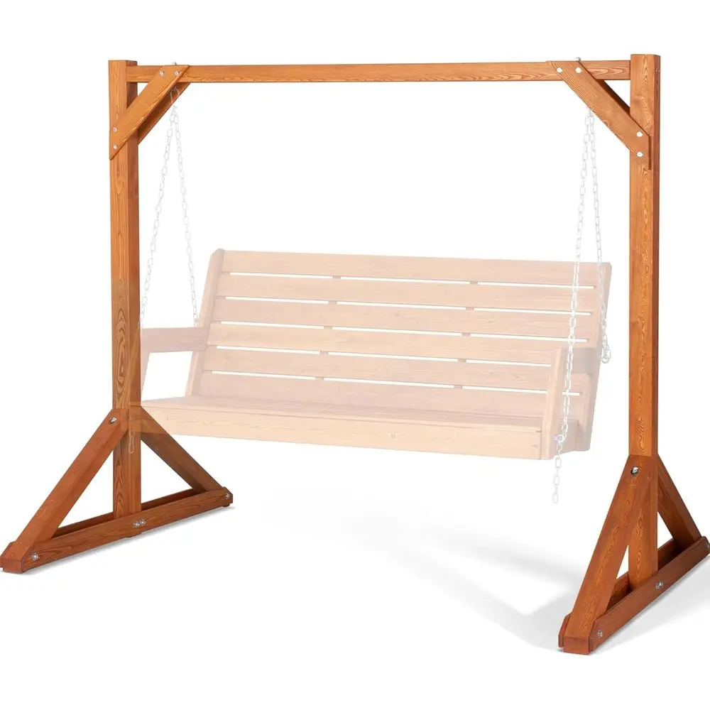 

Durable Wooden Swing Set for Adults and Kids, Outdoor Porch Swing Bench, Supports Up to 800 lbs, Brown Finish