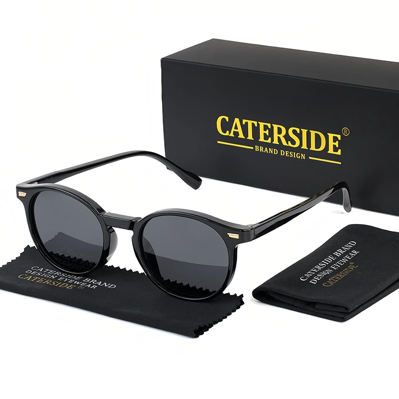 CATERSIDE Retro Polarisierte Runde Sonnenbrille Herren TR90 / Acetat Vintage Sonnenbrille Damen Punk Fahren Reisen Lunette De Soleil – Detail 5