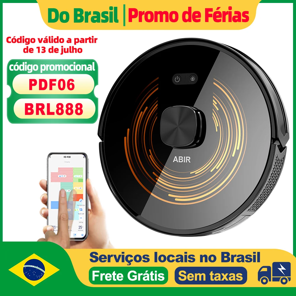 (Código promocional: BRL888)Aspirador Robô ABIR X9, Sistema a Laser, Limpeza UV Dupla, Tecnologia Auto Carpet Boost, Mapas de Múltiplos Andares, Limpeza Personalizada por Cômodos