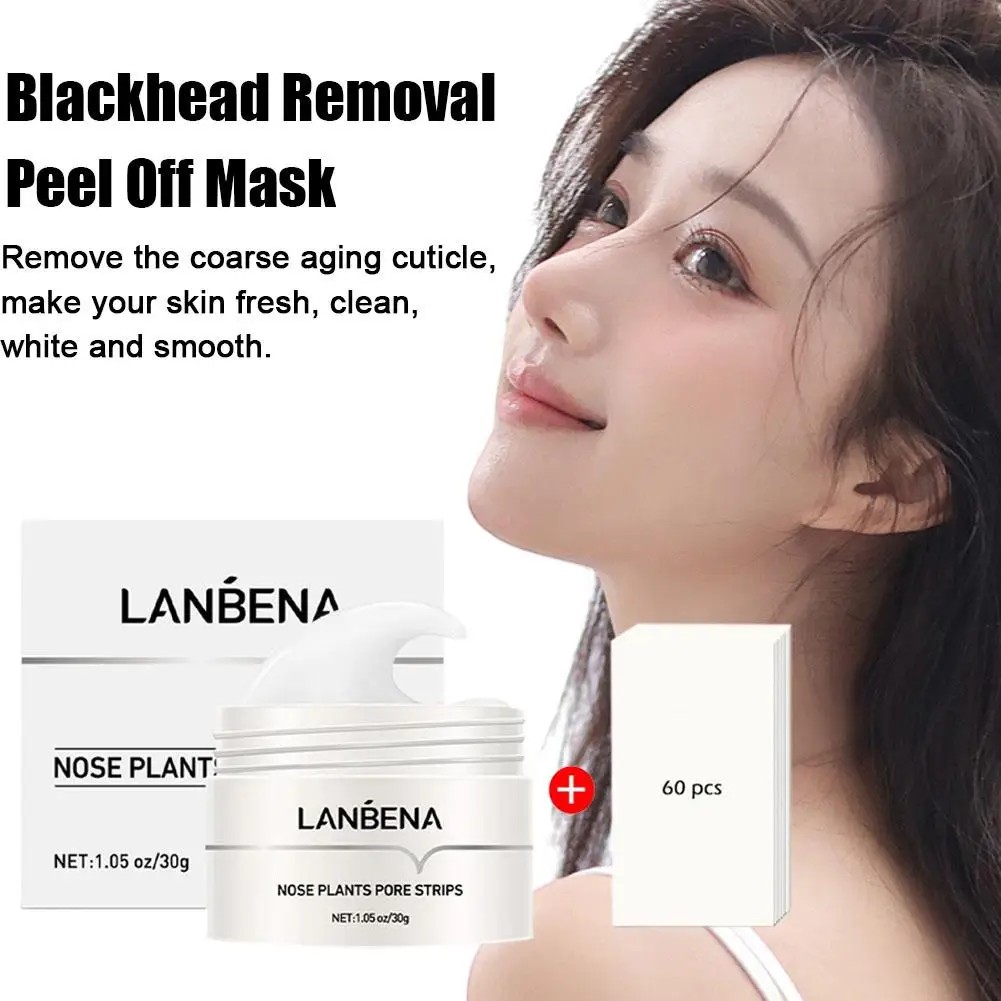 LANBENA Blackhead Remover Cream Tearing Mask Set Plant Nose Pore Strips Acne Treatment Black Dots Peel Off Mud Mask Skin Care