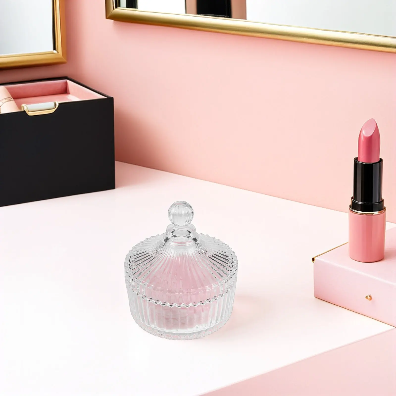 Large Powder Puff 135x45cm with Glass Jar Soft Short Fiber Powder Puffer for Body and Face Even Coverage Reusable Dusting Puff