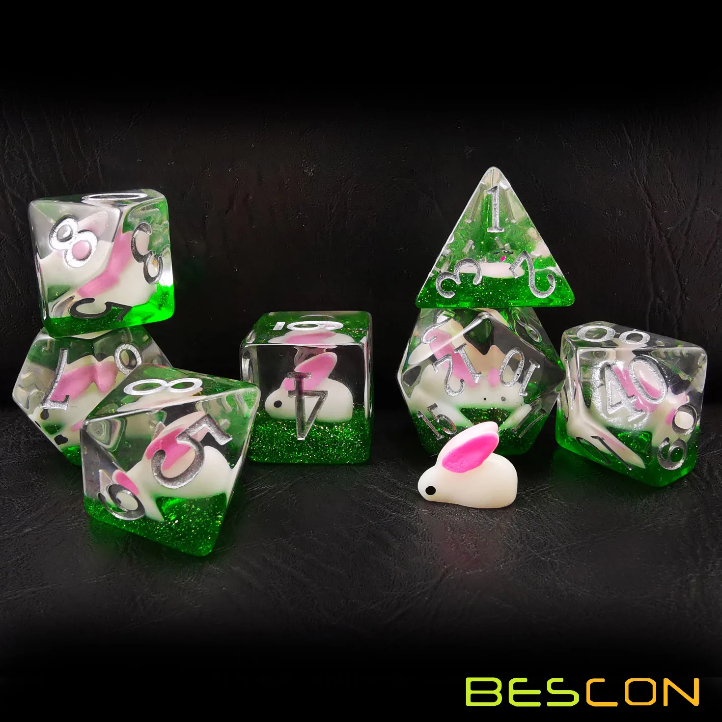 Bescon Oversized DND Animal Dice Set, Giant 7pcs Polyhedral D&D Dice Set, Big Sized RPG Dice Rabbit and Yellow Duck