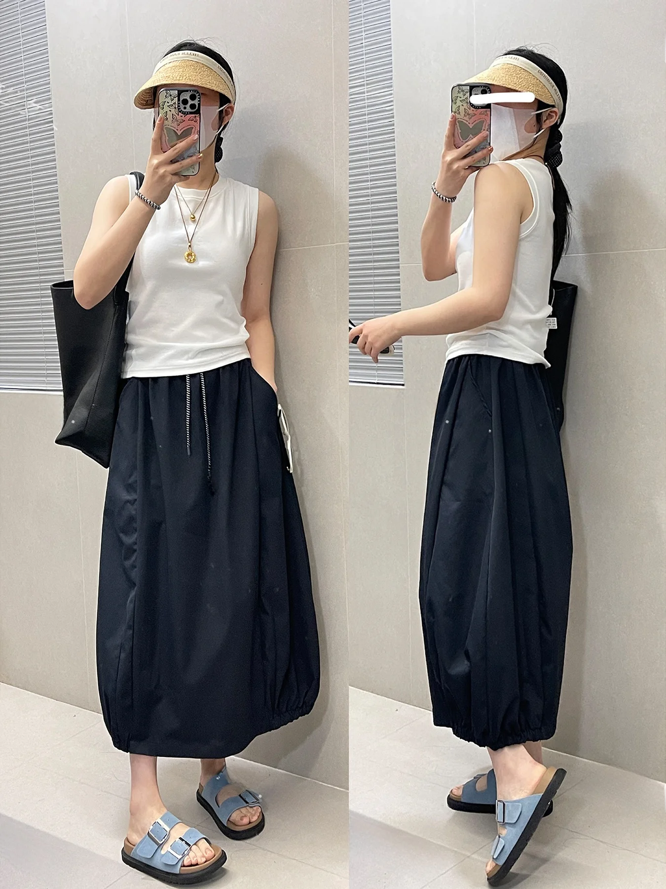 

Свободная юбка в корейском стиле, рабочая одежда, длинная юбка, женская, с высокой талией, на резинке, синяя, с цветочным принтом, весна-лето