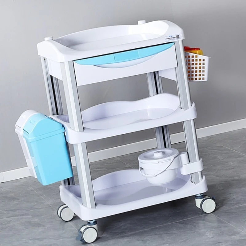 

White/Blue/Grey 304 ABS Treatment Trolley Cart Medical Emergency Utility Trolley Medical for Hospital