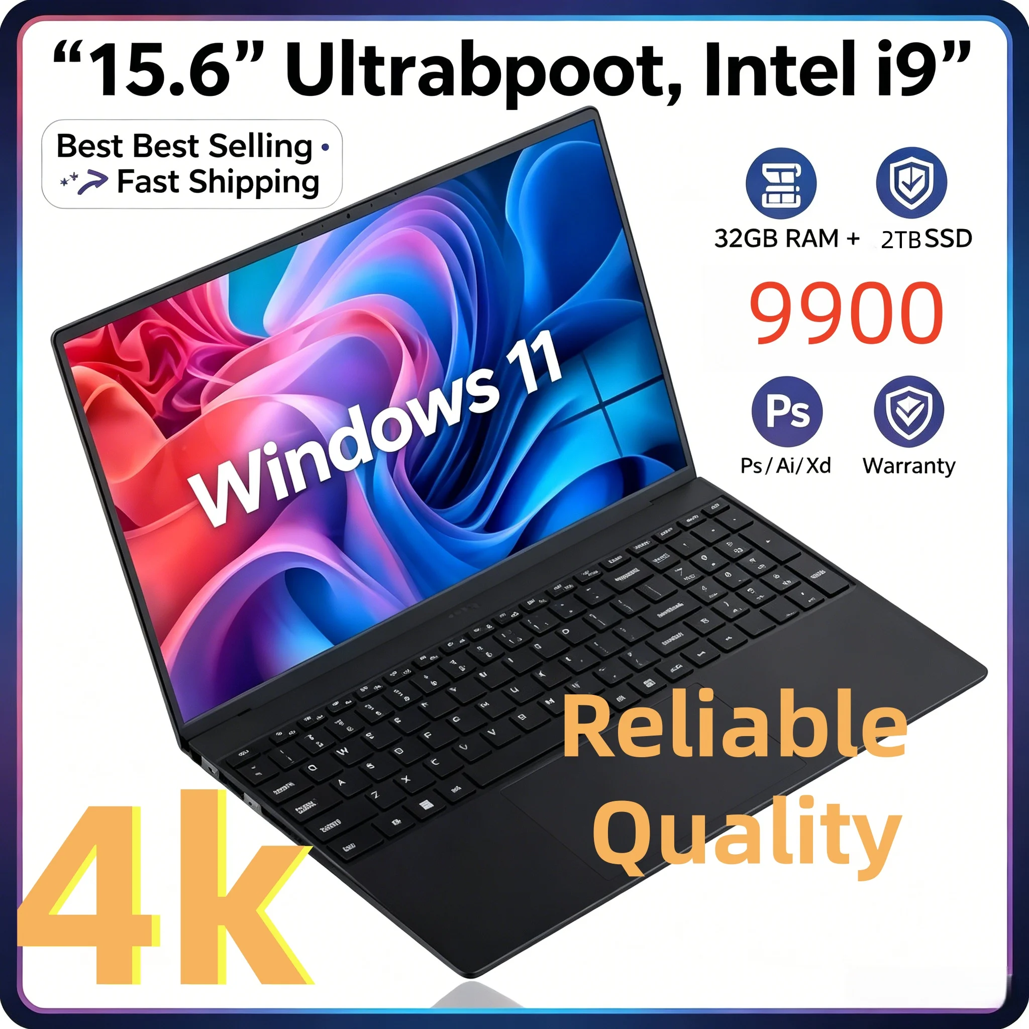 Nuevo portátil ultradelgado de 15.6 pulgadas con Windows 11 Pro, 32 GB de RAM, SSD de 1 TB/2 TB, pantalla de 1920*1080, Intel i9-9900, para juegos, oficina y estudio.