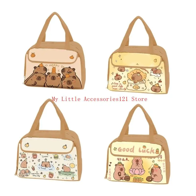 

Practical Thermal Bag With Capybara Print Waterproof Lunch Bag For Kids Students Wipeable Surfaces Design