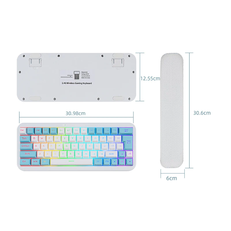 RGB Luminous Wireless Keyboard Fashion Office Portable Gaming Keyboard Ball Cap Membrane Keyboard