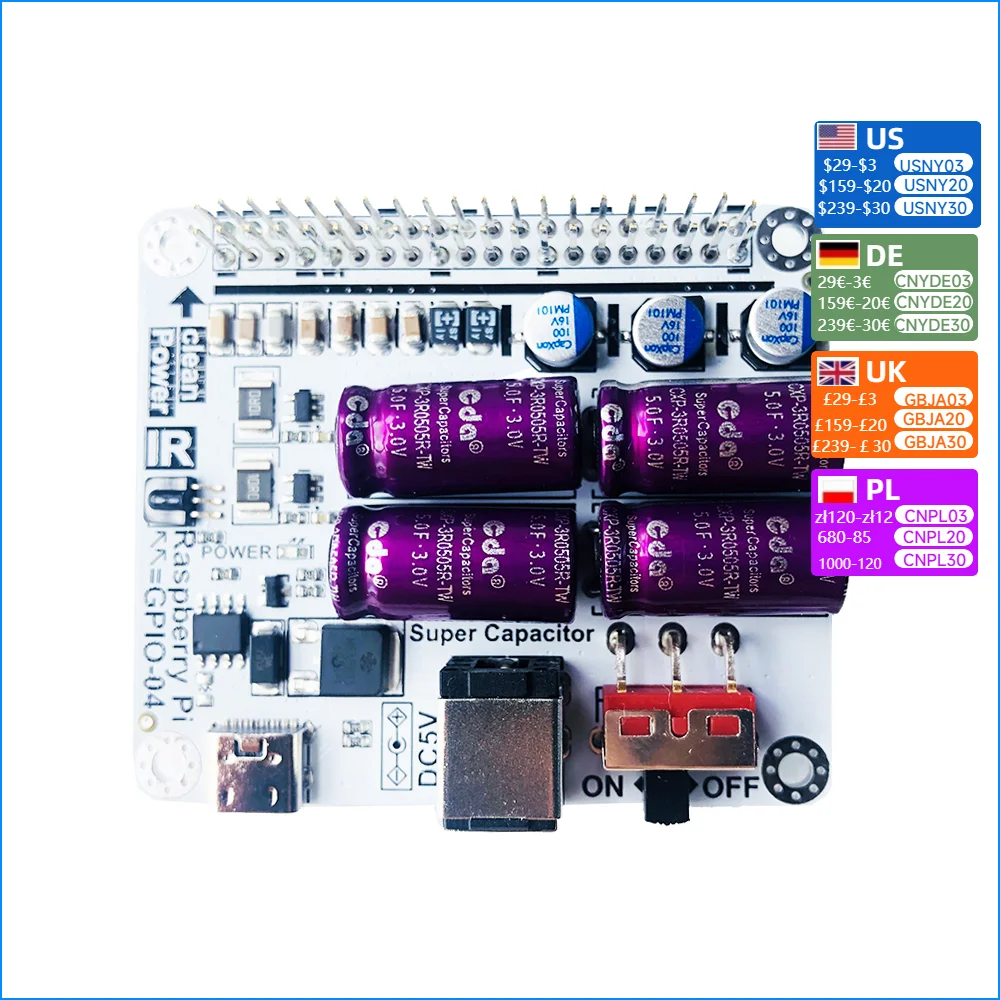 Nvarcher Power Filter Module Super Capacitor  Board Moode Volumio For Raspberry HIFI Expansion Moudle