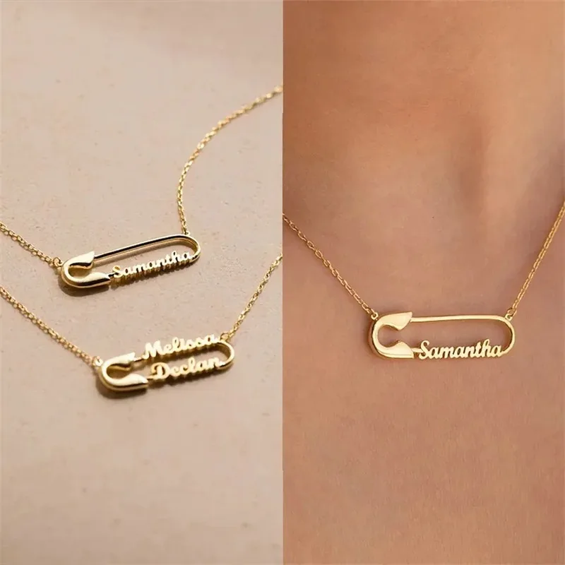 Custom Paper Clip Name Necklace Custom Jewelry Personalized LOGO Sign Pictures Pendant For Women Valentine's Day Present