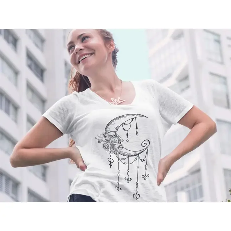 The Moon Boho Women'S T Shirt Simple Creative Cute For Her Long Sleeve Female