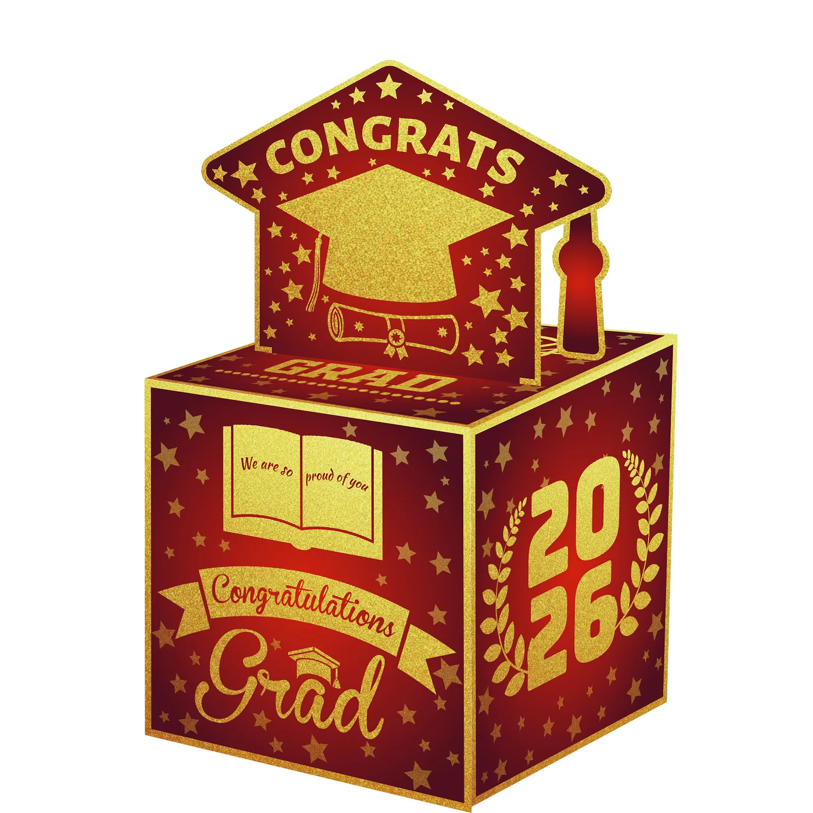 Graduation Surprise Money Box, Multi-Color Congrats Grad Gift Box for Grad Party Decor
