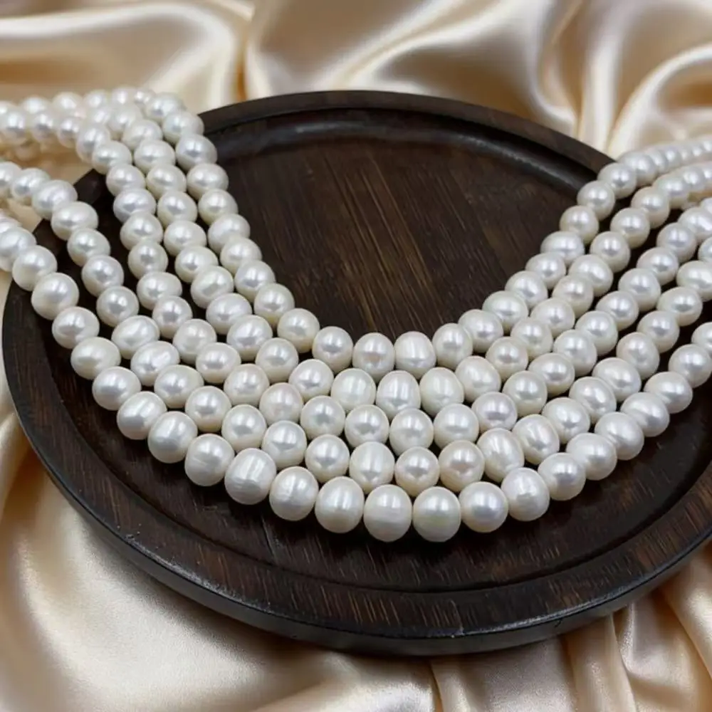 

11-12mm AAA High Quality Big Egg Round White Oval Genuine Natural Freshwater Pearl Spacer Beaded DIY Beads Strand 15"