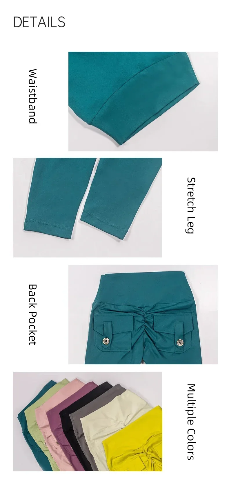 Naked Feeling Damen Fitness Freizeit-Laufleggings mit hoher Taille, Hüftlift, Gesäßfalten und Gesäßtasche, atmungsaktive Hose – Detail 10