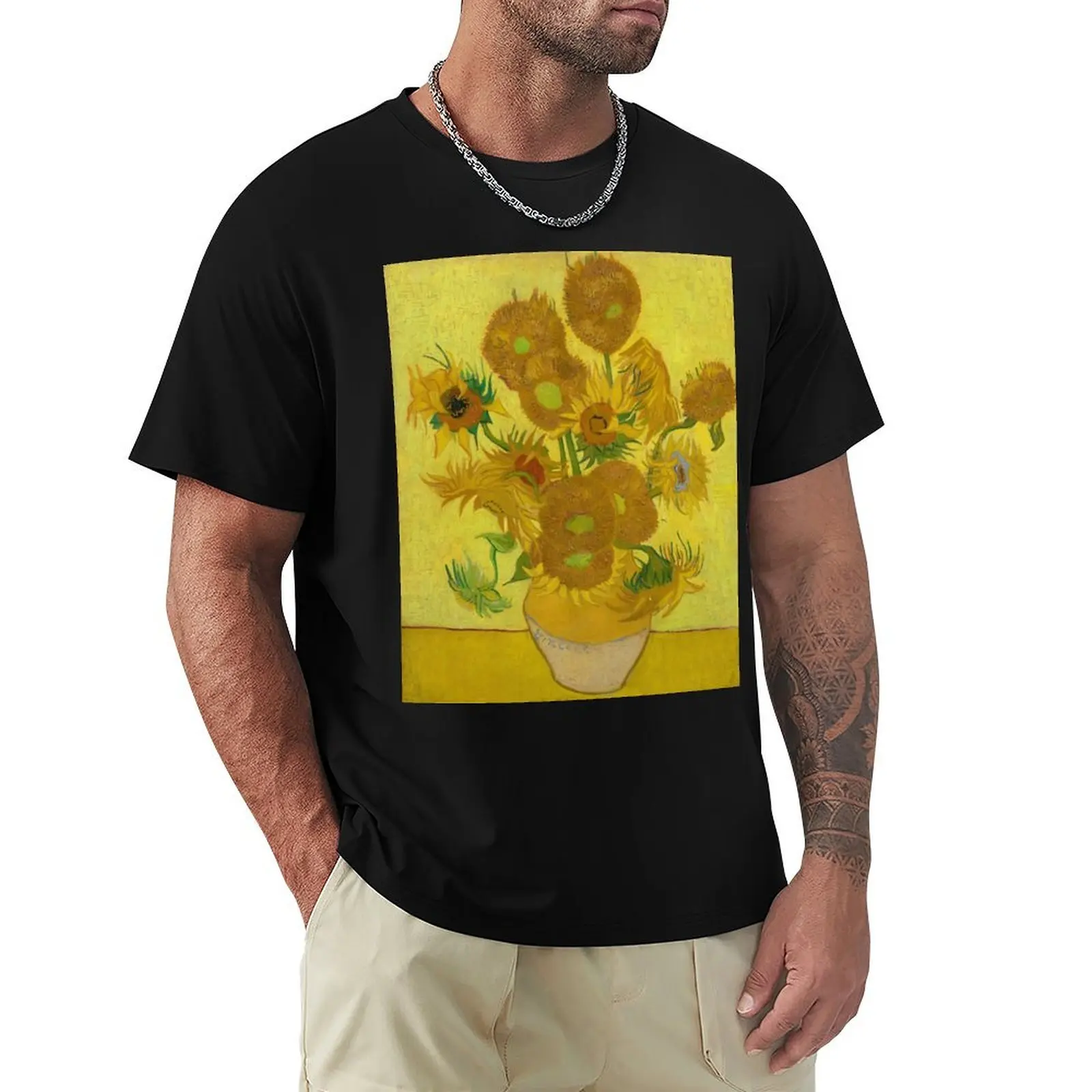 Vase with Sunflowers by Van Gogh T-Shirt Construction Work Tee Shirt