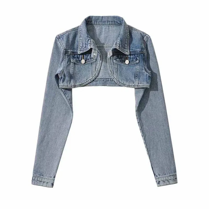 Veste en Jean Vintage Extra Courte pour Femme, Simple Boutonnage, Combinaison Demin, Y2K, Streetwear, OupillCrop, Y-Woman