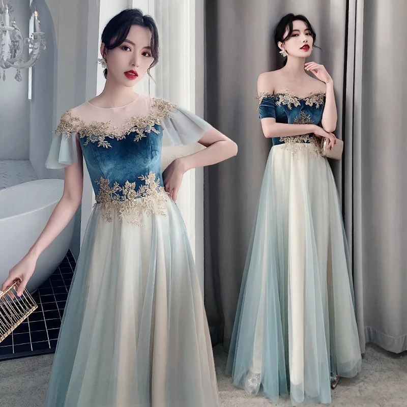 Annual Meeting Evening Dresses For Women New Summer One Shoulder Slim Banquet Evening Dress Long Sisters Group Bridesmaid Dress