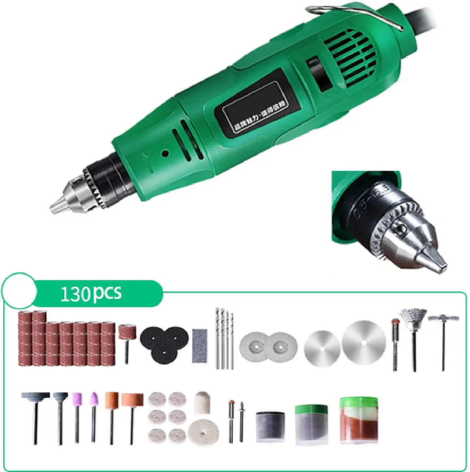 Wood Carving Detail Tool, Rotary Tool Kit with 130 Rotary Tool Accessories & Universal Collet, 5 Variable Speed Multi-Tool, Mini