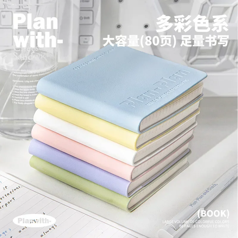 Daily Notebook Undated, Square Softcover Compact Portable Notepad, Aesthetic Journal Travel Stamp Writing Note