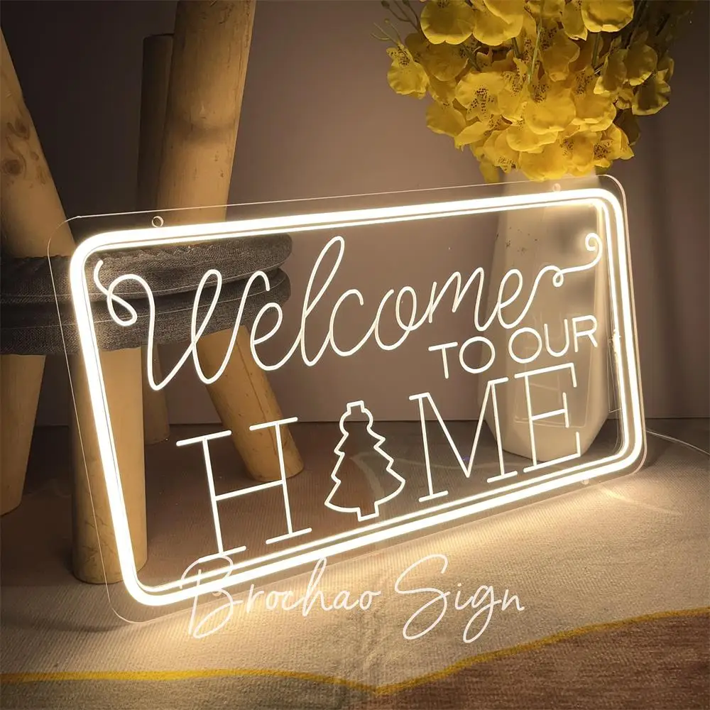 Christmas Party Welcome Neon Sign LED 12V Night Lights For House Living Room Home Room Doorway Wall Decor Neon Lamps