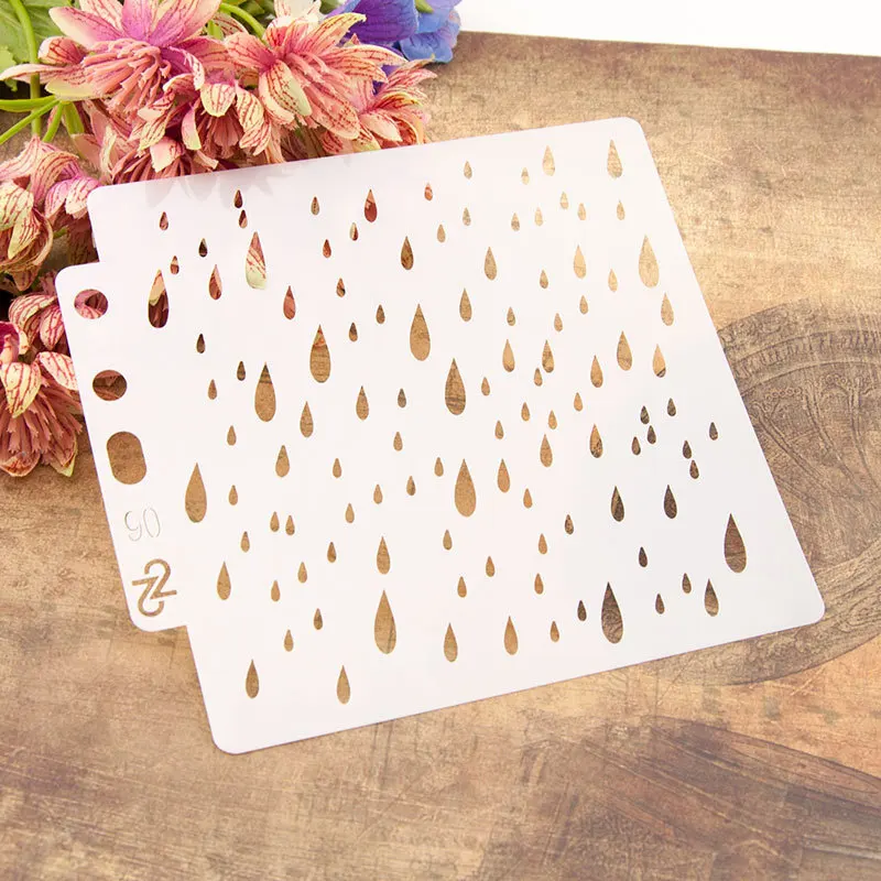 Raindrops Rain Scrapbook Stencils Spray Plastic Mold Shield DIY Cake Hollow Embellishment Printing Lace Ruler