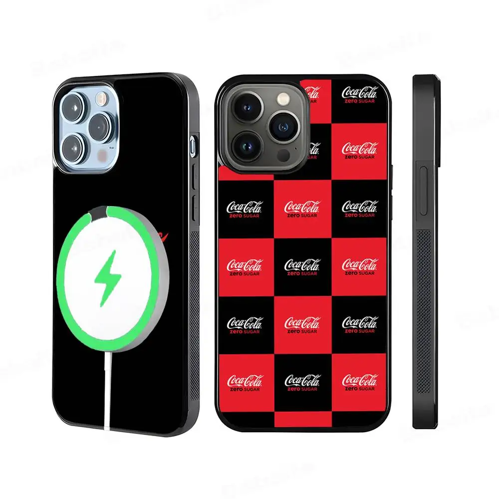 Funda Magnética Mate para Teléfono con Diseño de Coca-Cola para iPhone 16 17 15 14 13 12 11, Compatible con Carga Inalámbrica Magsafe