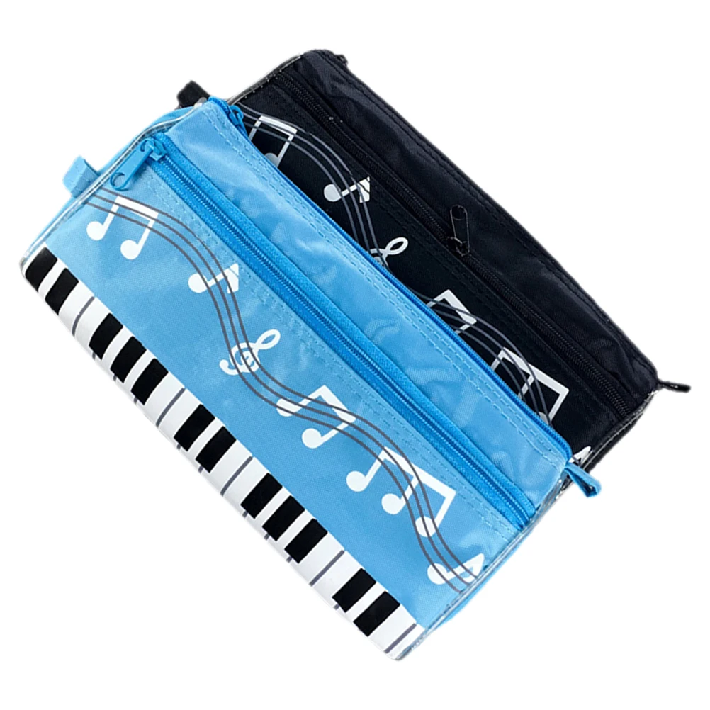 2 Pcs Portable Pen Bag Music Stationery Pencil Storage Pouch Case Polyester Note Child