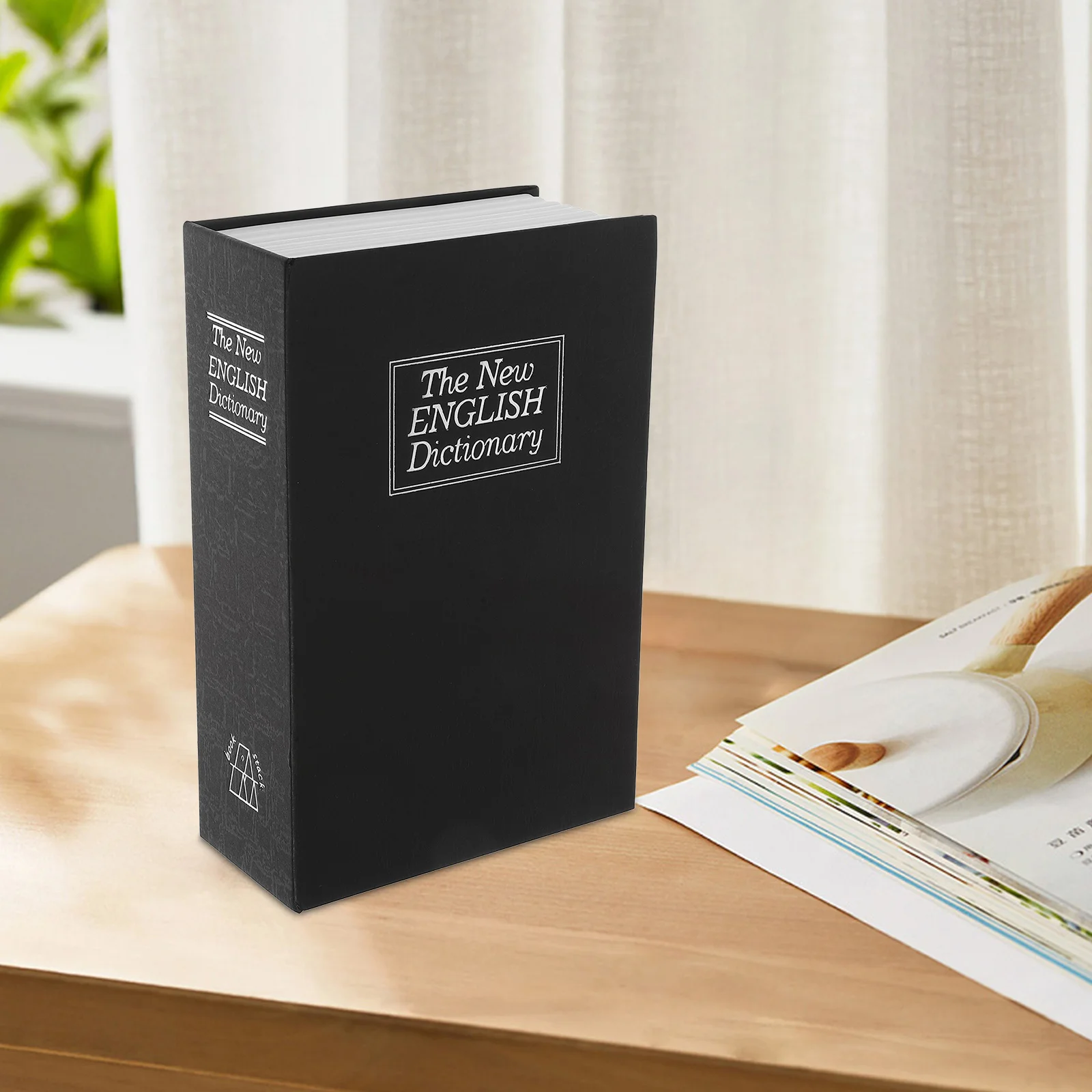 صندوق أمان للكتاب المخفي الآمن للأشياء الثمينة وحلقات النقود والقلائد وتخزين السفر باللون الأسود المدمج #1