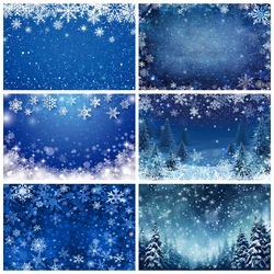 Winter Christmas Photography Backdrop Light Blue Silver Glitter Snowflakes Portrait Photographic Background Photozone Props