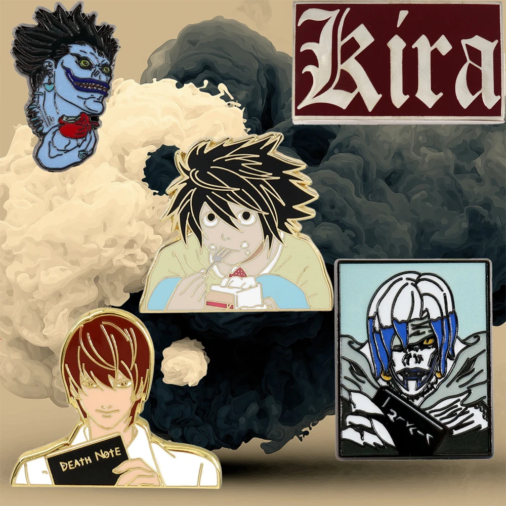Comic horror Death note character mysterious detective eating dessert enamel brooch reasoning investigation crime lapel pin badg