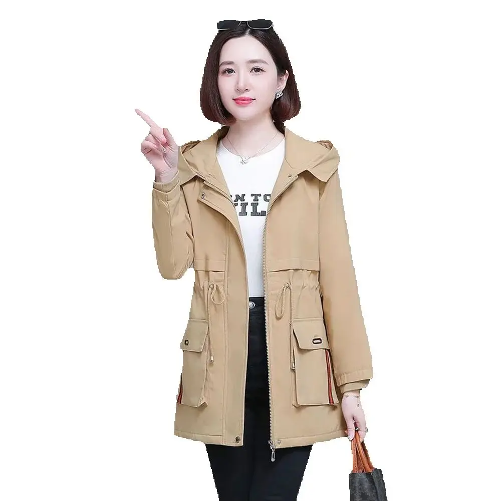 

High-end Long Hooded Windbreaker Women's Spring And Autumn New Korean Version Of Middle-aged Fashion Mother's Age-Reducing Coat.