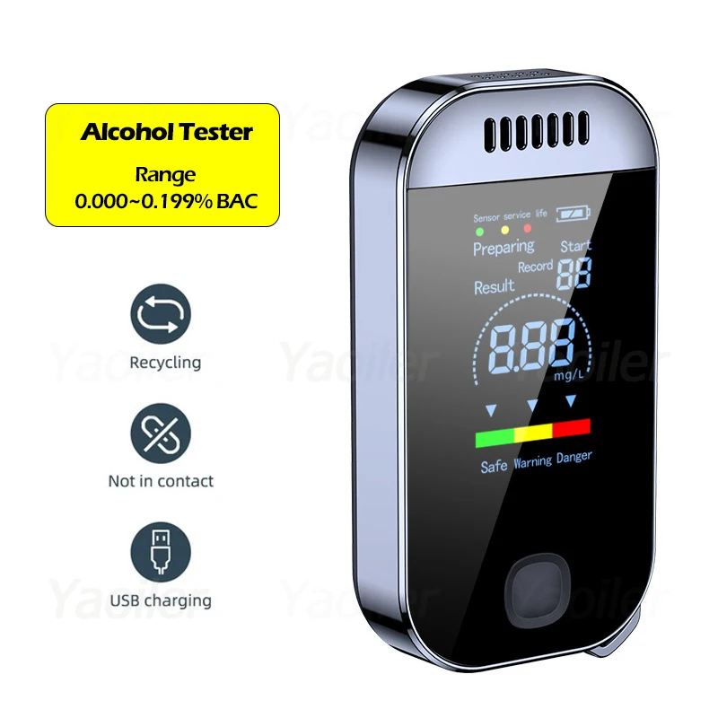 Hot Sale, Non-Contact Alcohol Tester with LED Digital Display Alcoholmeter Alcohol Tester Accuracy Breathalyzer Diagnostic Tool