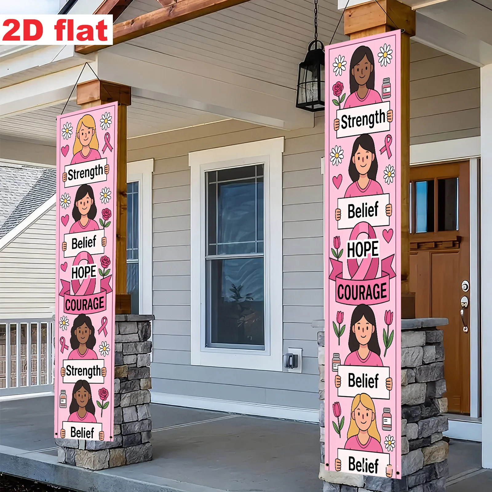 Bannière de sensibilisation au cancer du sein, ruban rose, pour la Marseillaise de la lutte contre le cancer, décoration murale suspendue pour piliers avant et balcons, fournitures de décoration.